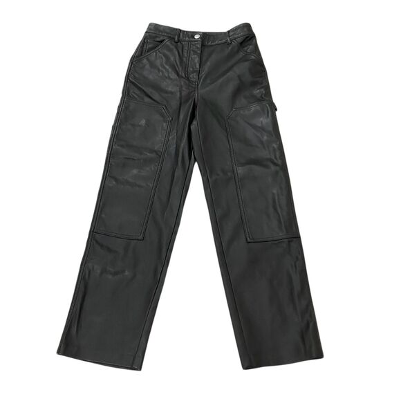 Wilfred Free Pants - Wilfred Free Pants Womens 2 Black Faux Leather Cargo High Rise Utility Vegan